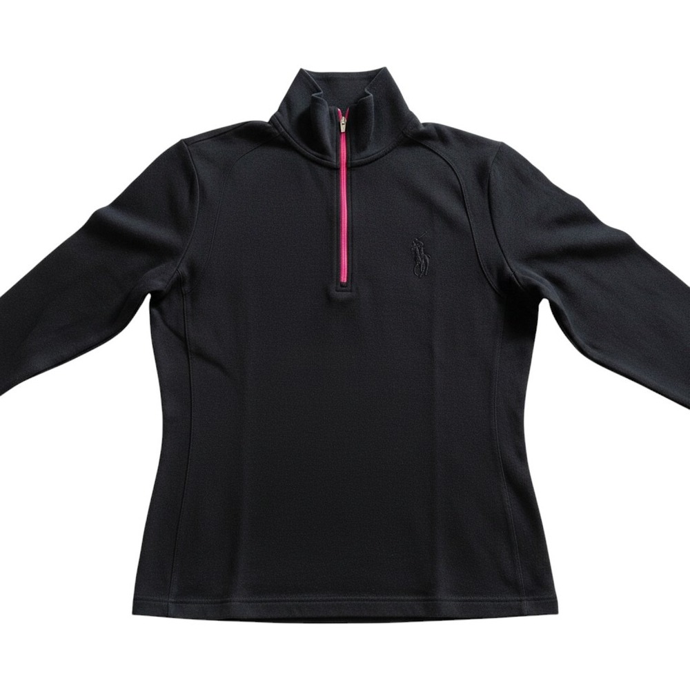 Ralph Lauren‎ Golf Womens Black Pink Quarter Zip Pullover Long Sleeve Sweater M